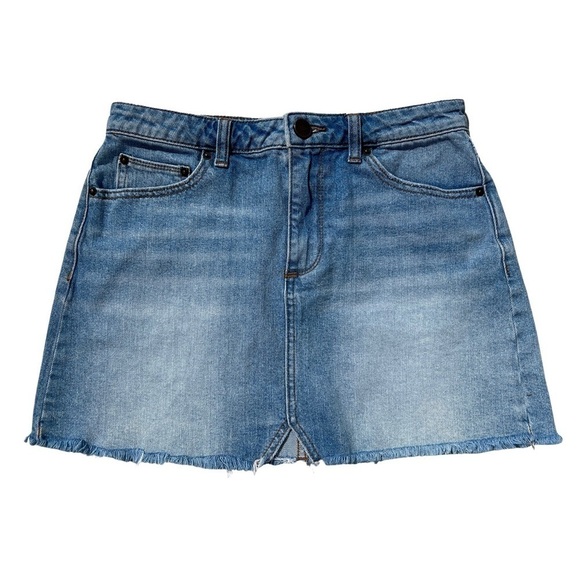 Urban Outfitters BDG Light Wash Denim Raw Frayed Hem Jean Mini Skirt - Picture 1 of 8